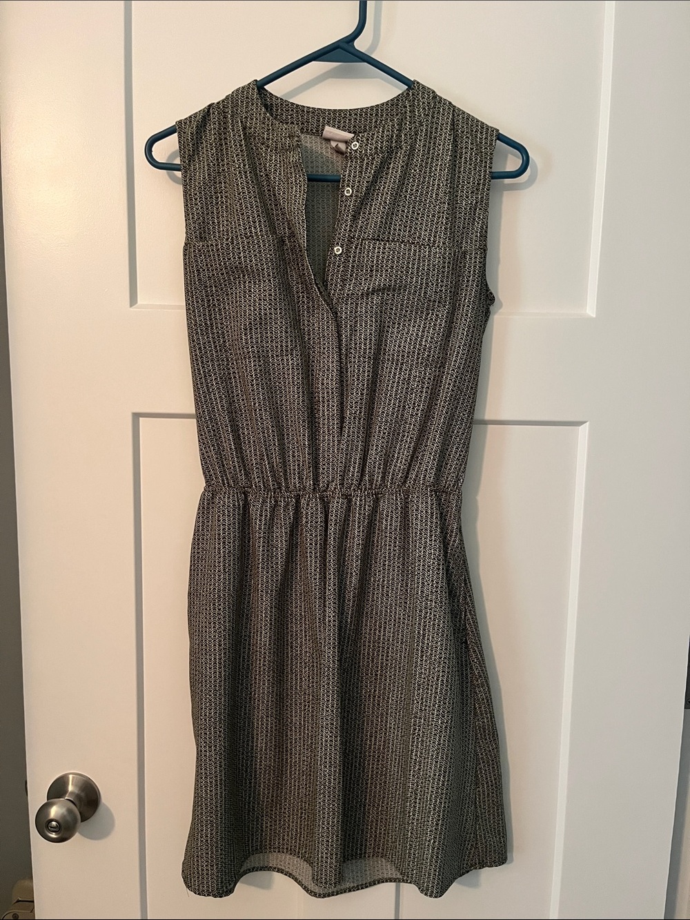 Merona Sleeveless Printed A-line Dress - Olive Green